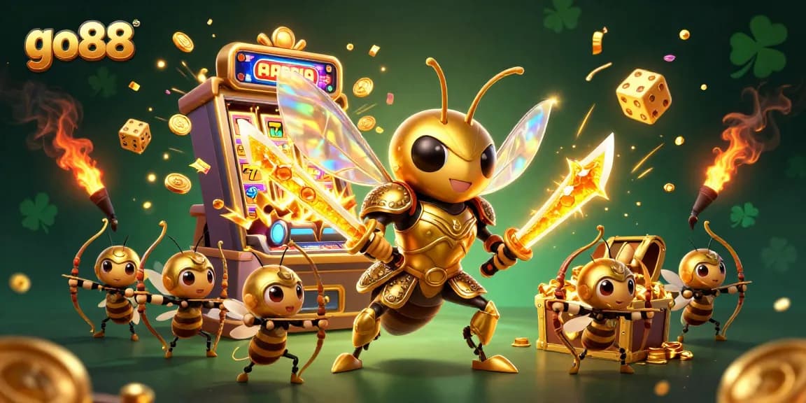 Experience exhilarating wins with go88's stunning 3D gaming illustration featuring dynamic casino elements.