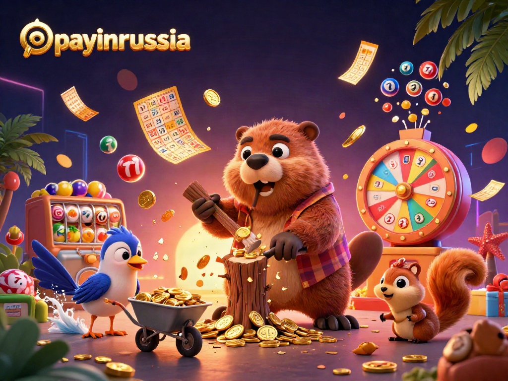 Payer avec PayInRussia dans un monde de jeu captivant rempli de pièces d'or et de symboles de machines à sous.