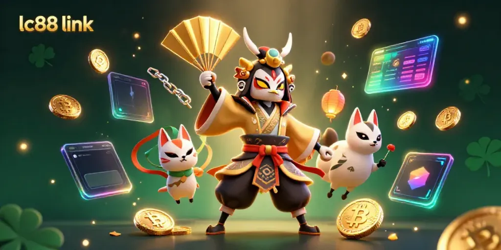 Engage with the vibrant lc88 link casino scene showcasing characters and dynamic crypto elements.