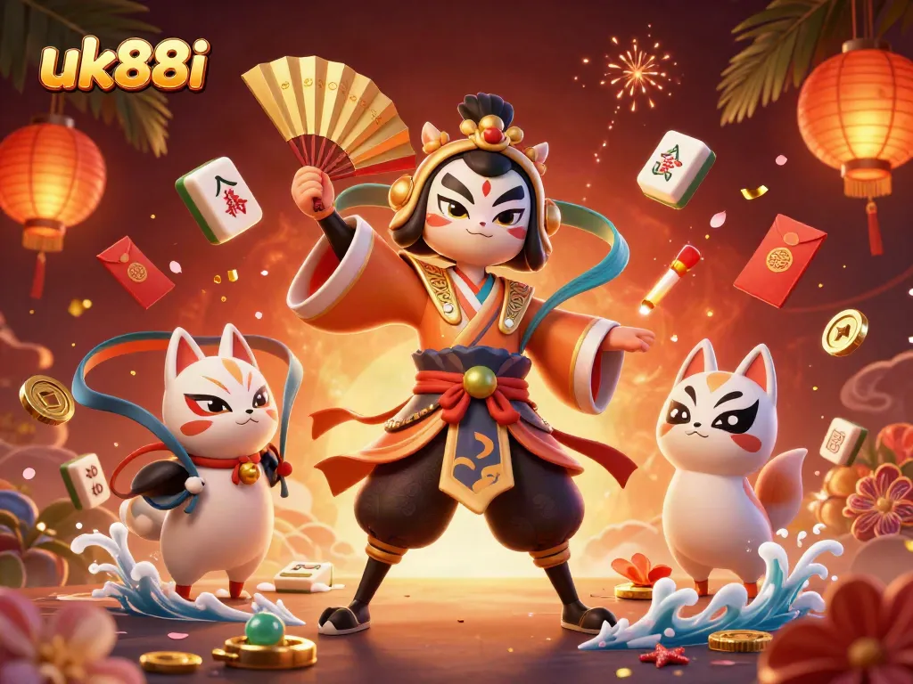 Experience the excitement of gambling at uk88i with vibrant 3D casino illustration showcasing unique characters.